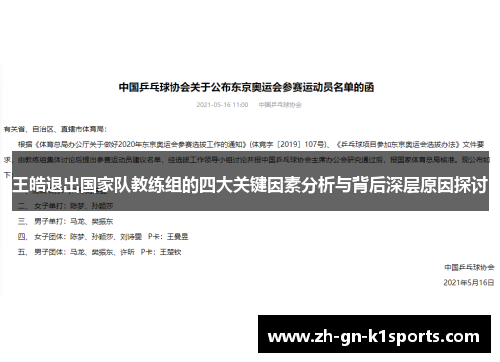 王皓退出国家队教练组的四大关键因素分析与背后深层原因探讨